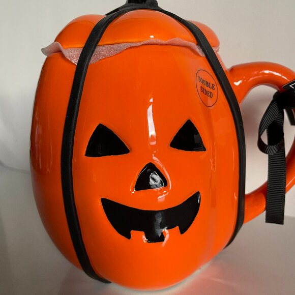 Rae Dunn Mug Beware Pumpkin Jack O Lantern Artisan Collect Halloween Coffee NWT - Picture 6 of 9